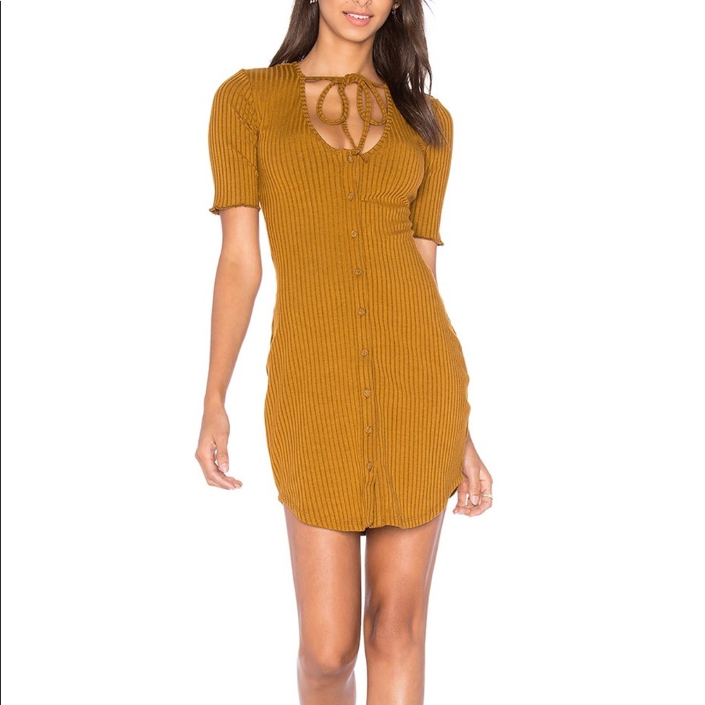 Camel ribbed dress